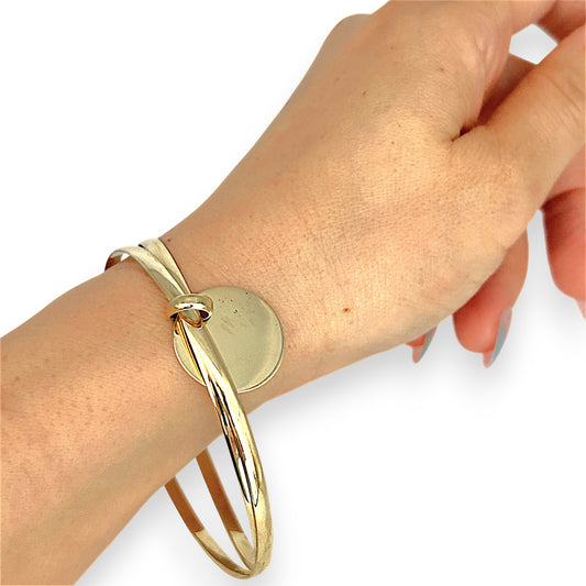 GOLD DEAL | 9kt Gold Twin Grace Bangle with Medal-Refurbished