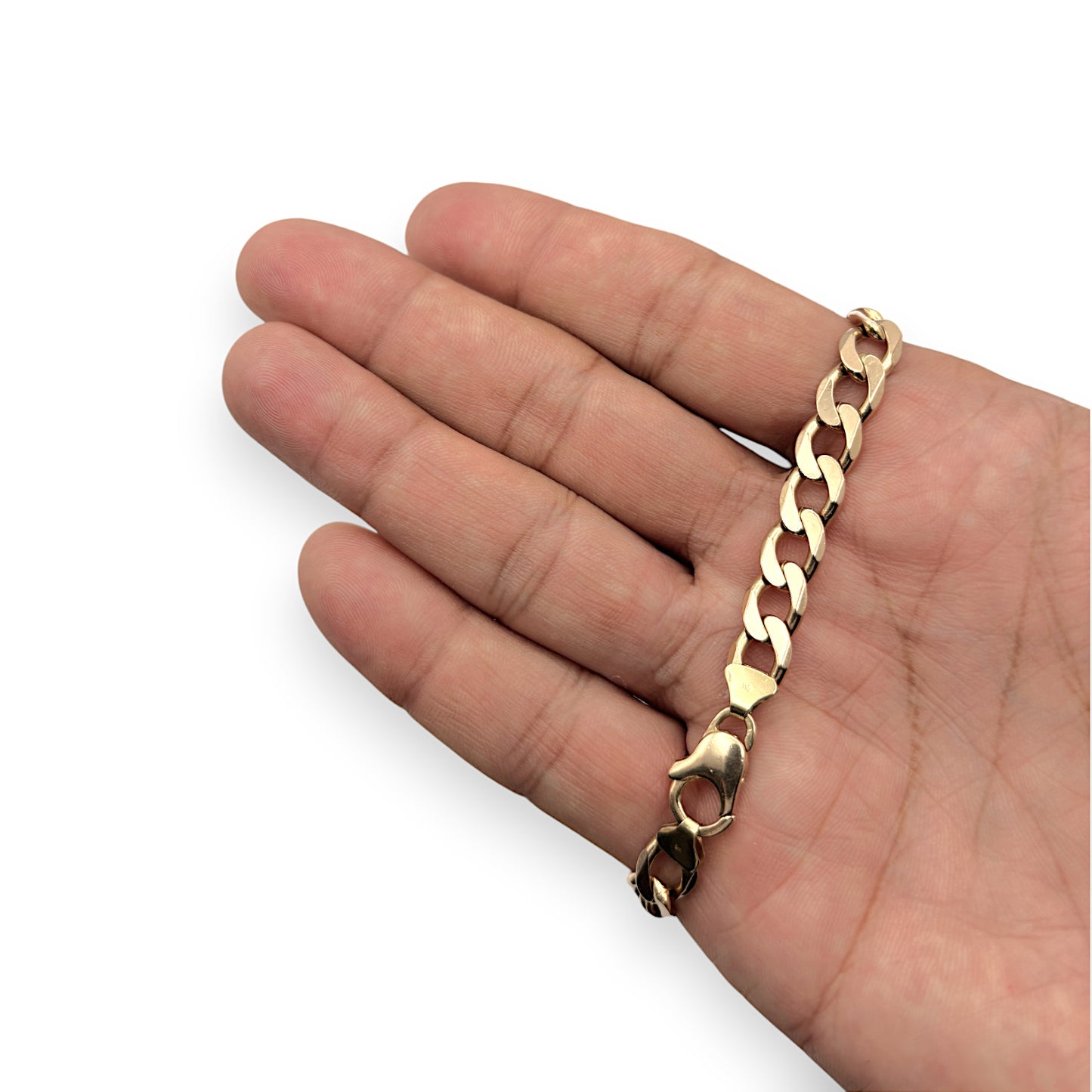 9ct Gold Curb Link Bracelet 21cm long, Valuation $5,250. R # 255