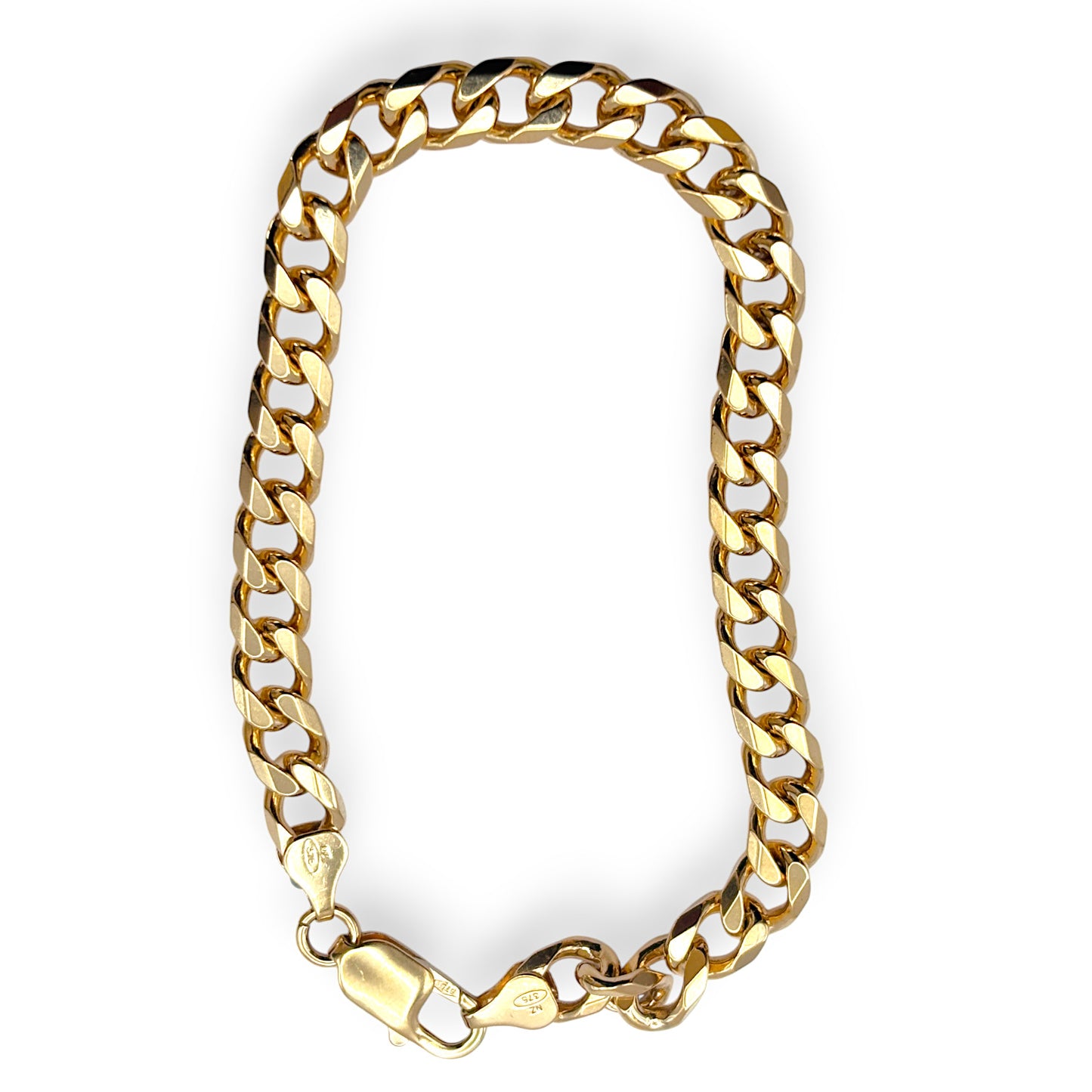 9ct Gold Curb Link Bracelet 21cm long, Valuation $5,250. R # 255