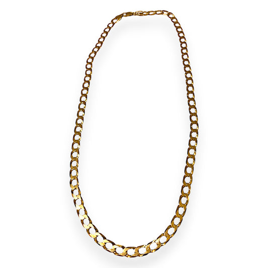 9ct Gold Curb Link Solid Chain 60cm long. Valuation $6,410. R # 256
