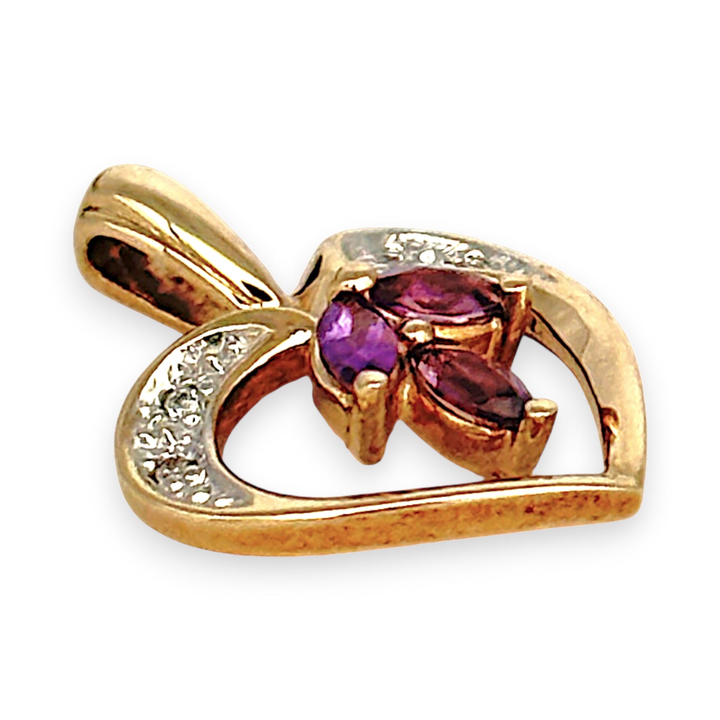 GOLD DEAL | 9kt Gold Amethyst Bloom Heart Pendant