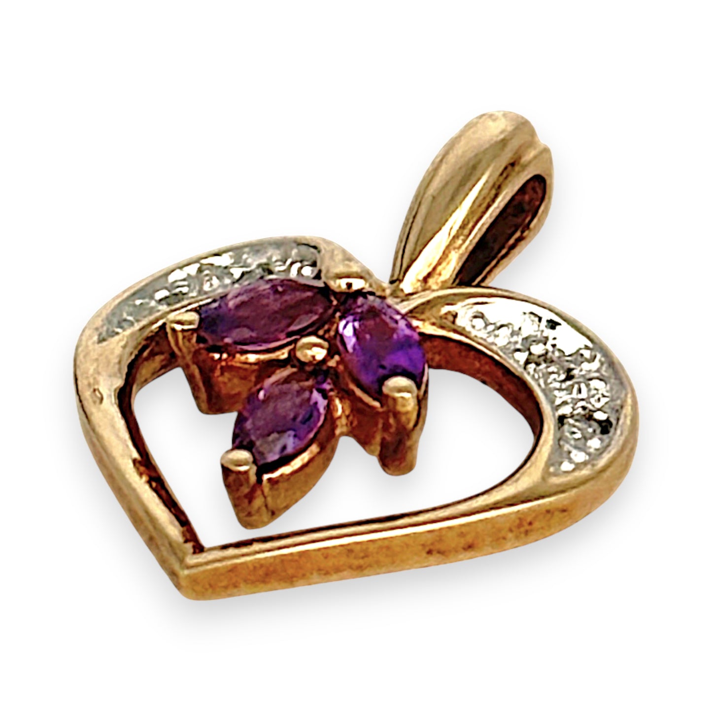 GOLD DEAL | 9kt Gold Amethyst Bloom Heart Pendant