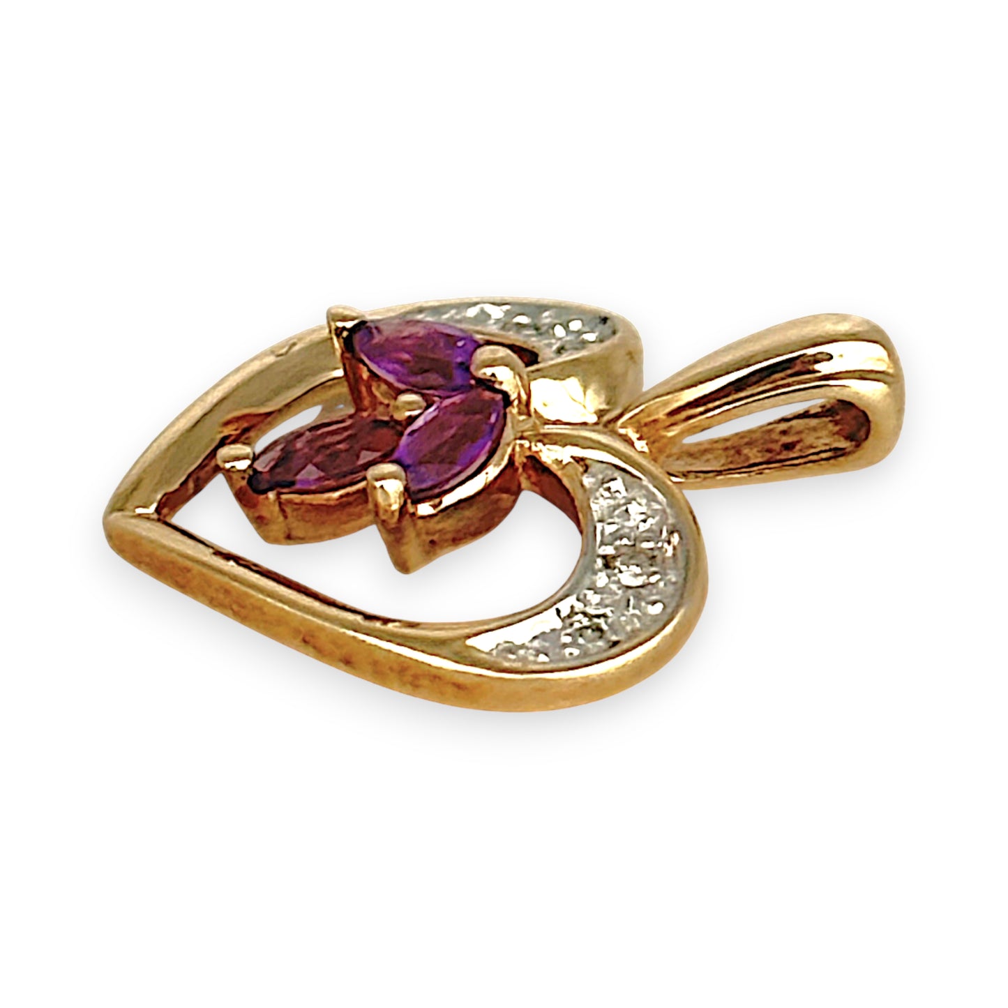 GOLD DEAL | 9kt Gold Amethyst Bloom Heart Pendant