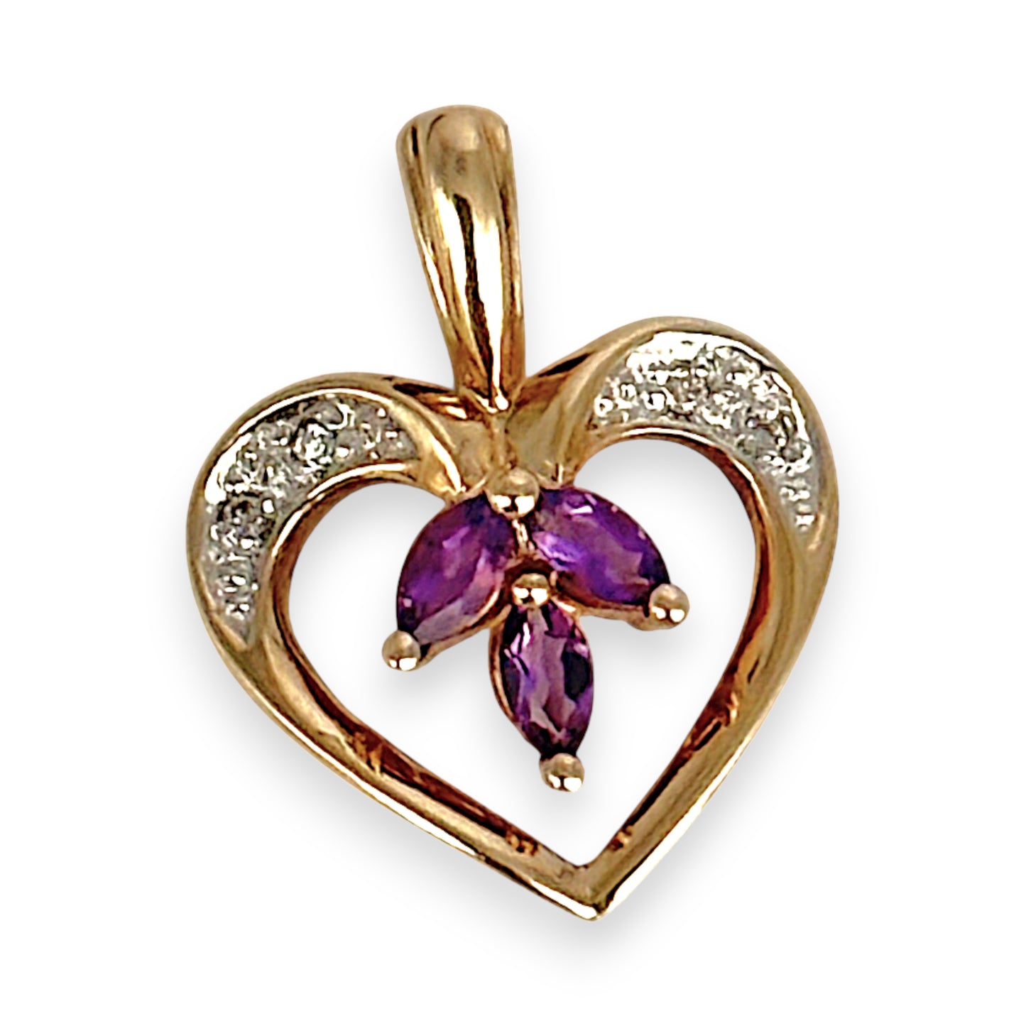 GOLD DEAL | 9kt Gold Amethyst Bloom Heart Pendant