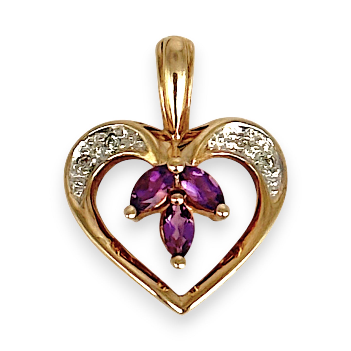 GOLD DEAL | 9kt Gold Amethyst Bloom Heart Pendant