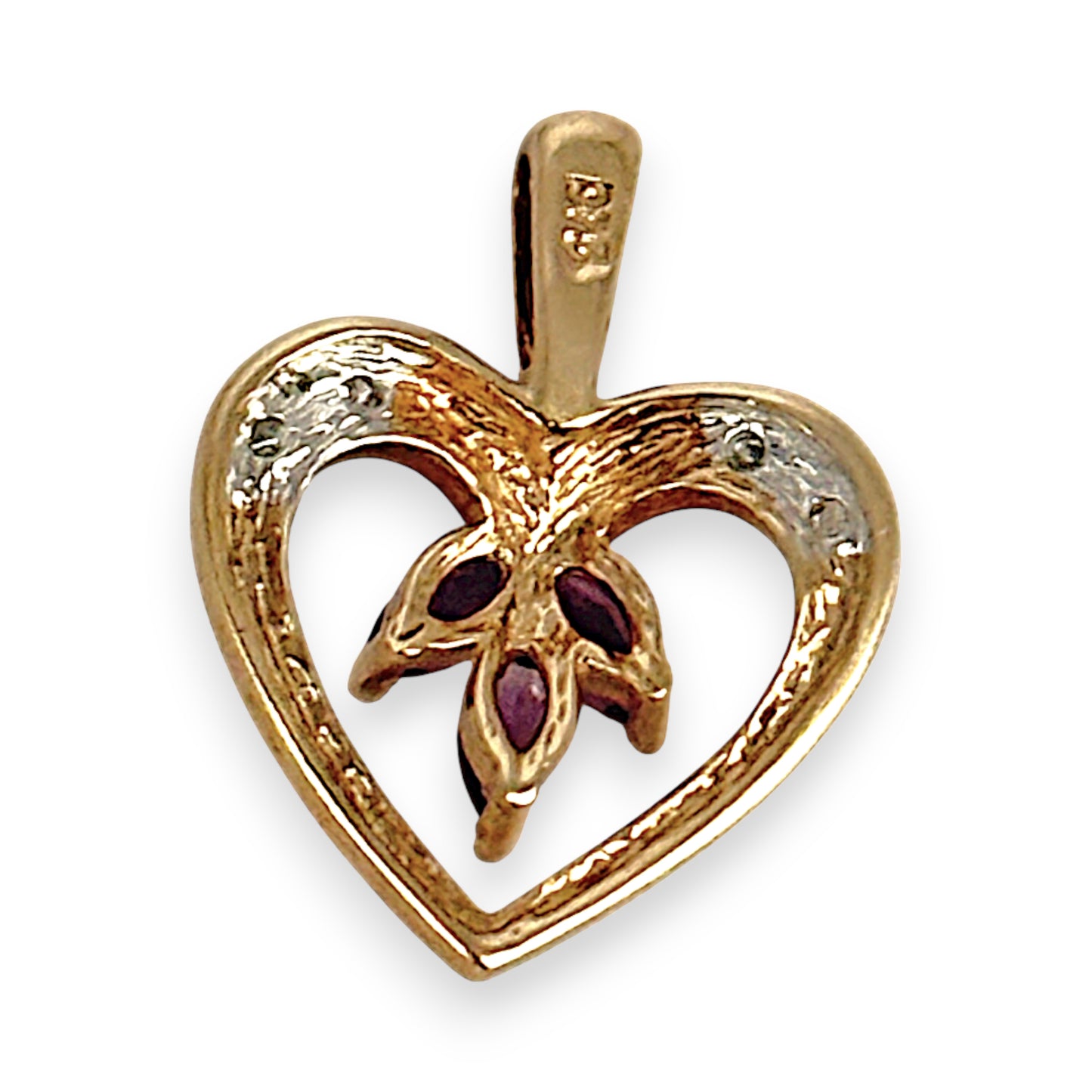 GOLD DEAL | 9kt Gold Amethyst Bloom Heart Pendant