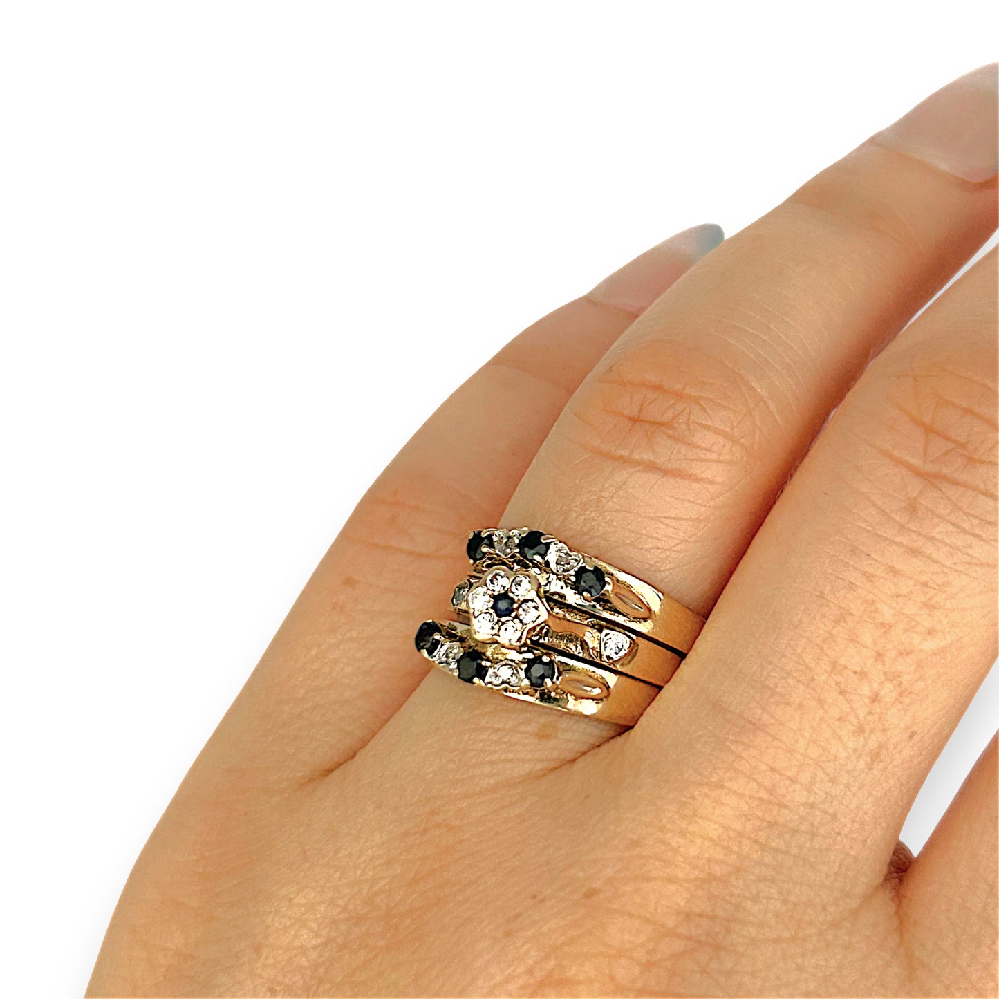 GOLD DEAL | 9kt Gold Vintage Celeste Trio Ring Set