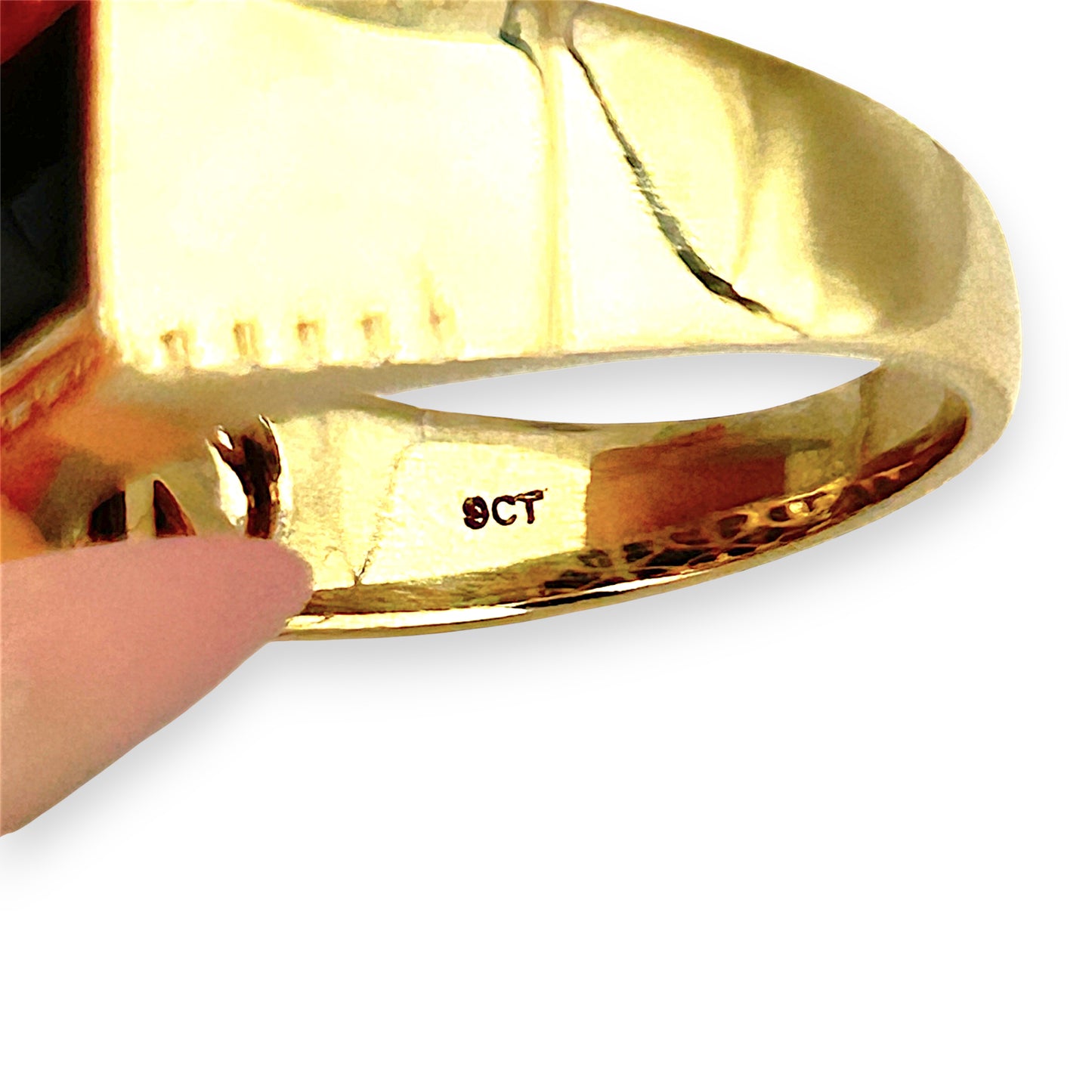 GOLD DEAL | 9kt Gold Black Onyx Signet Ring Size U