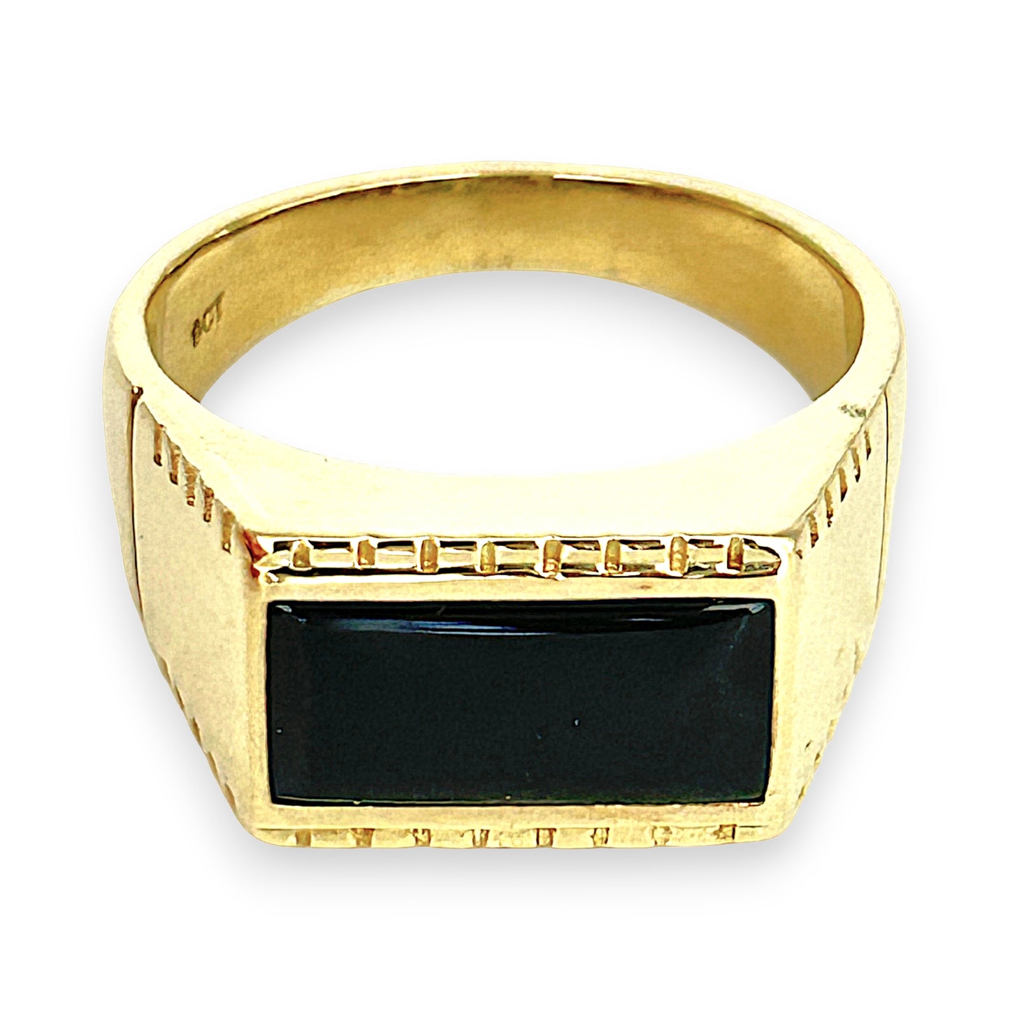 GOLD DEAL | 9kt Gold Black Onyx Signet Ring Size U