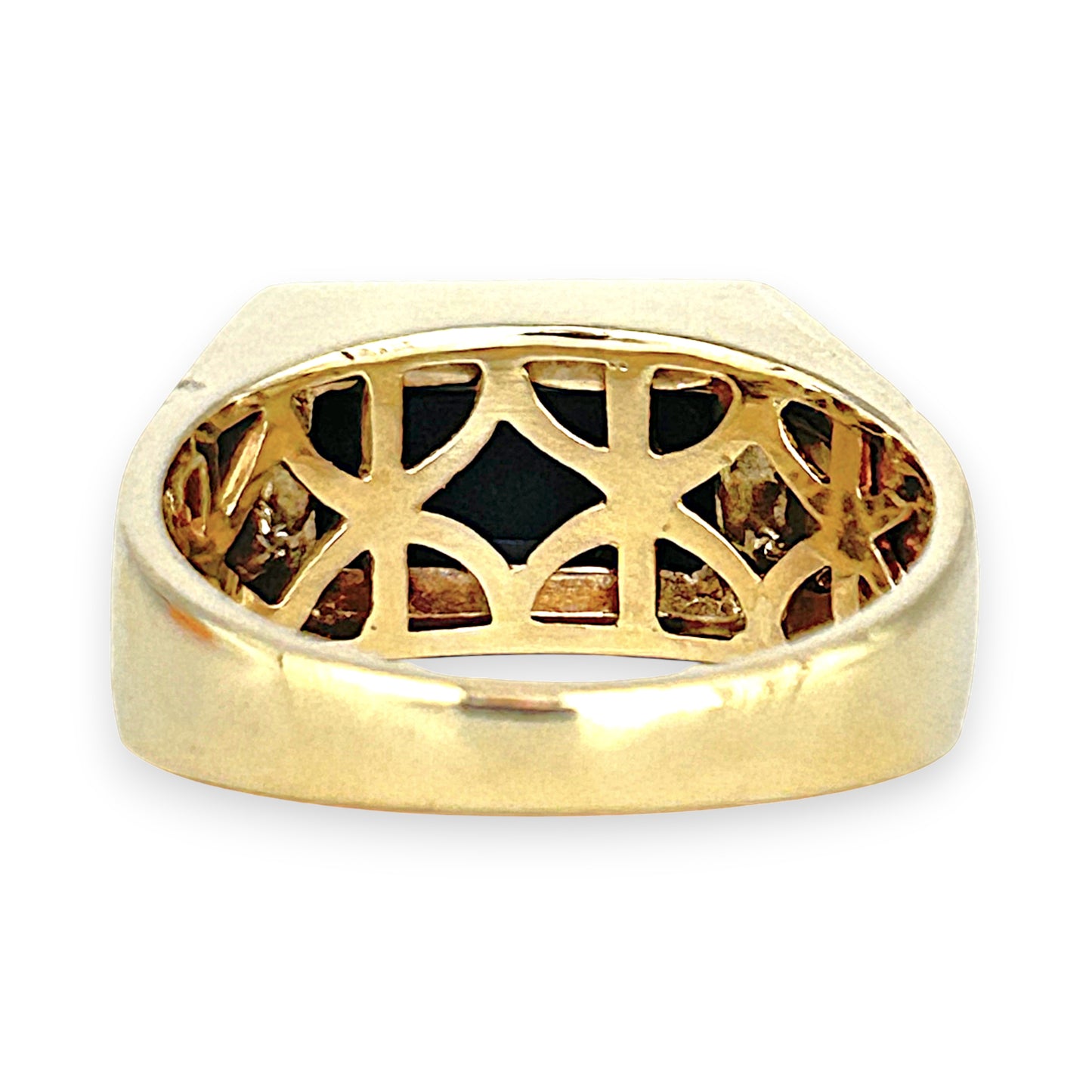 GOLD DEAL | 9kt Gold Black Onyx Signet Ring Size U