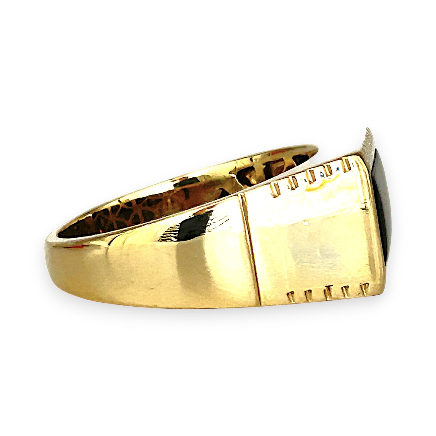 GOLD DEAL | 9kt Gold Black Onyx Signet Ring Size U