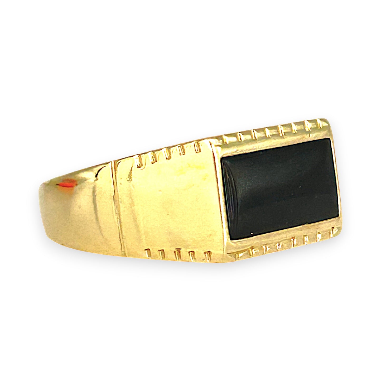 GOLD DEAL | 9kt Gold Black Onyx Signet Ring Size U