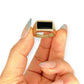 GOLD DEAL | 9kt Gold Black Onyx Signet Ring Size U