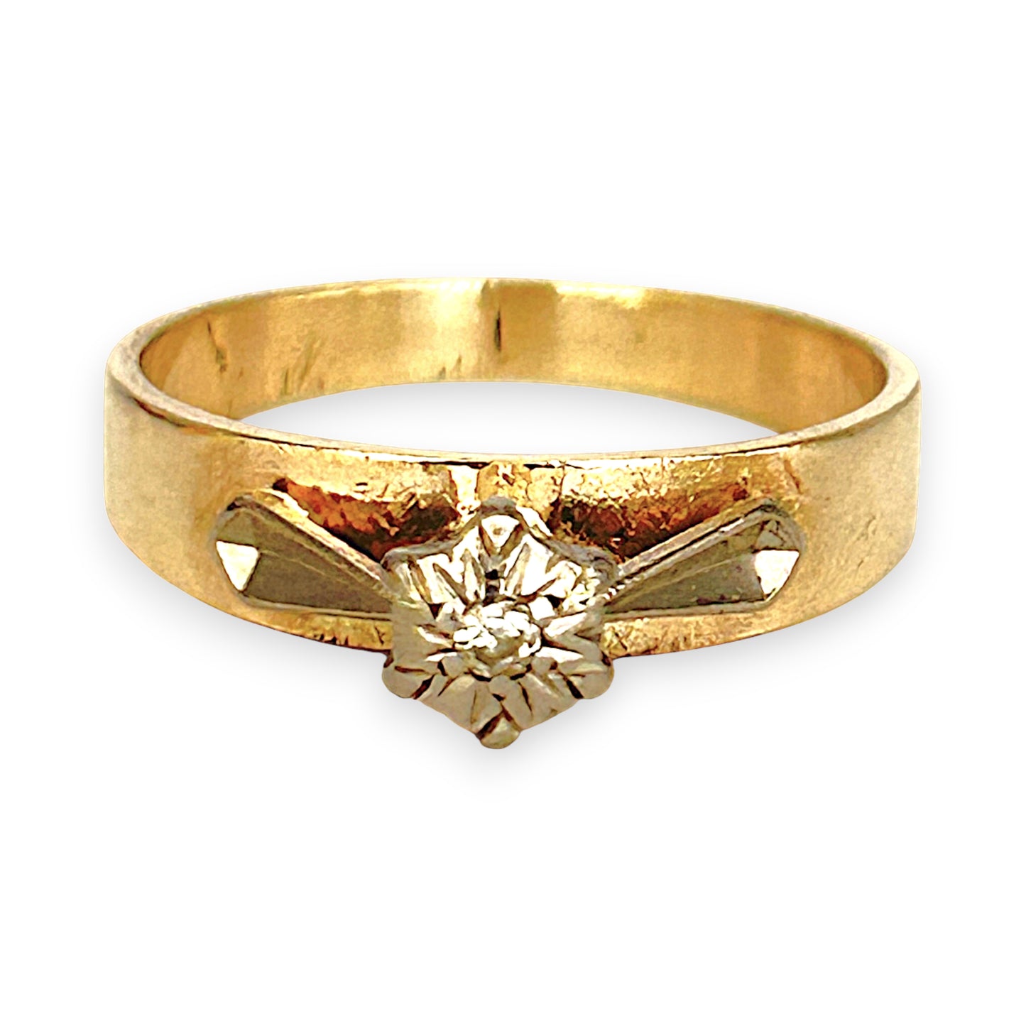 NZGD | 9ct Y/W Gold Vintage Golden Era Bloom Ring Size L