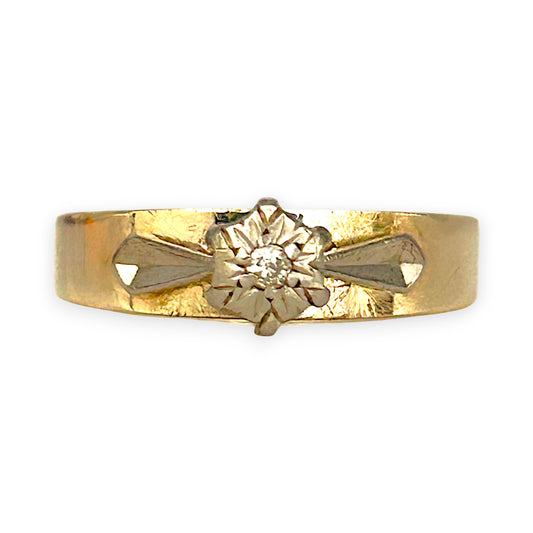 NZGD | 9ct Y/W Gold Vintage Golden Era Bloom Ring Size L