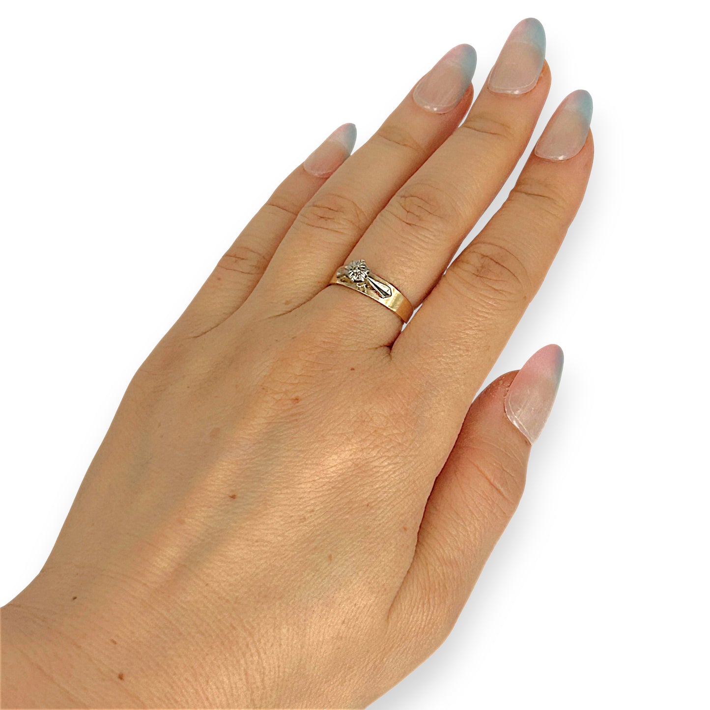 NZGD | 9ct Y/W Gold Vintage Golden Era Bloom Ring Size L