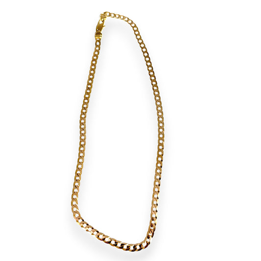 9ct Gold Curb Link Chain 50cm long 5.2mm wide. R # 257