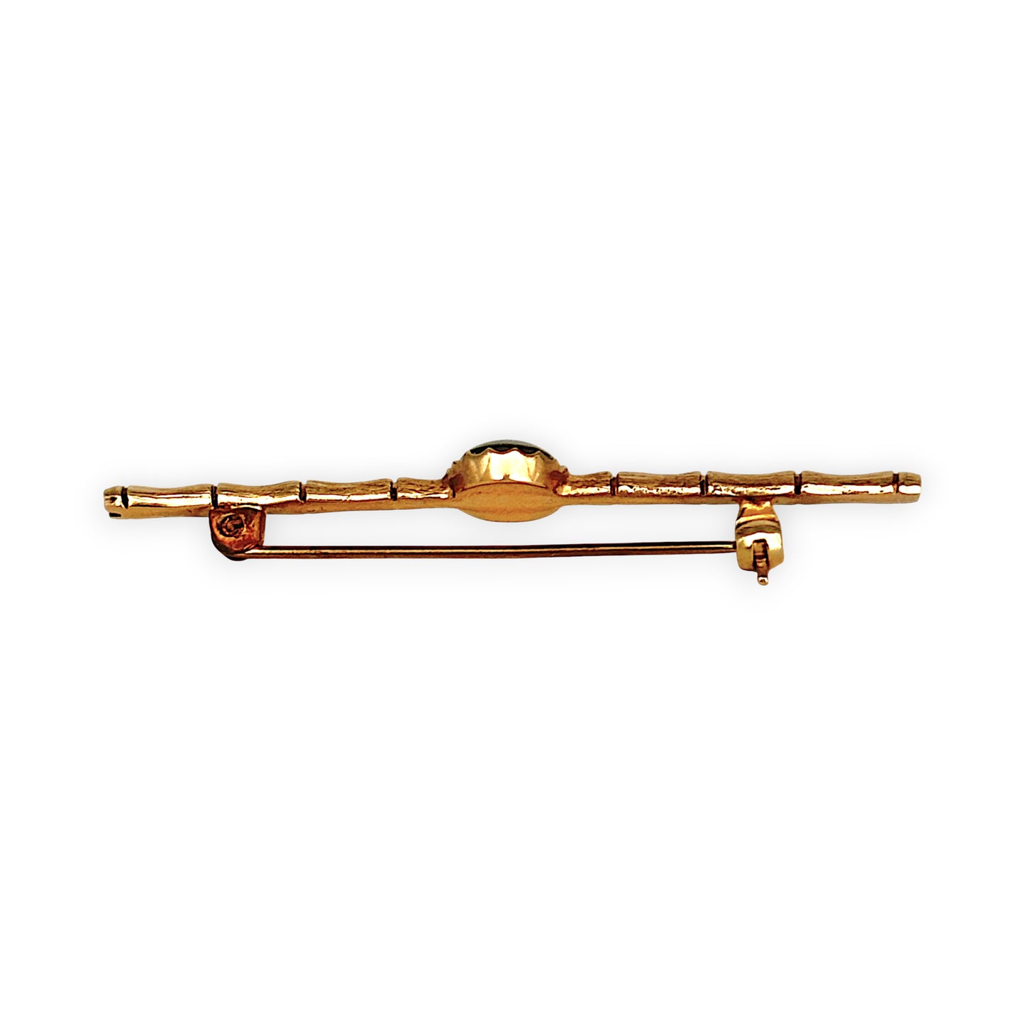 GOLD DEAL | 9kt Gold Vintage Bamboo Twilight-Black Opal Brooch
