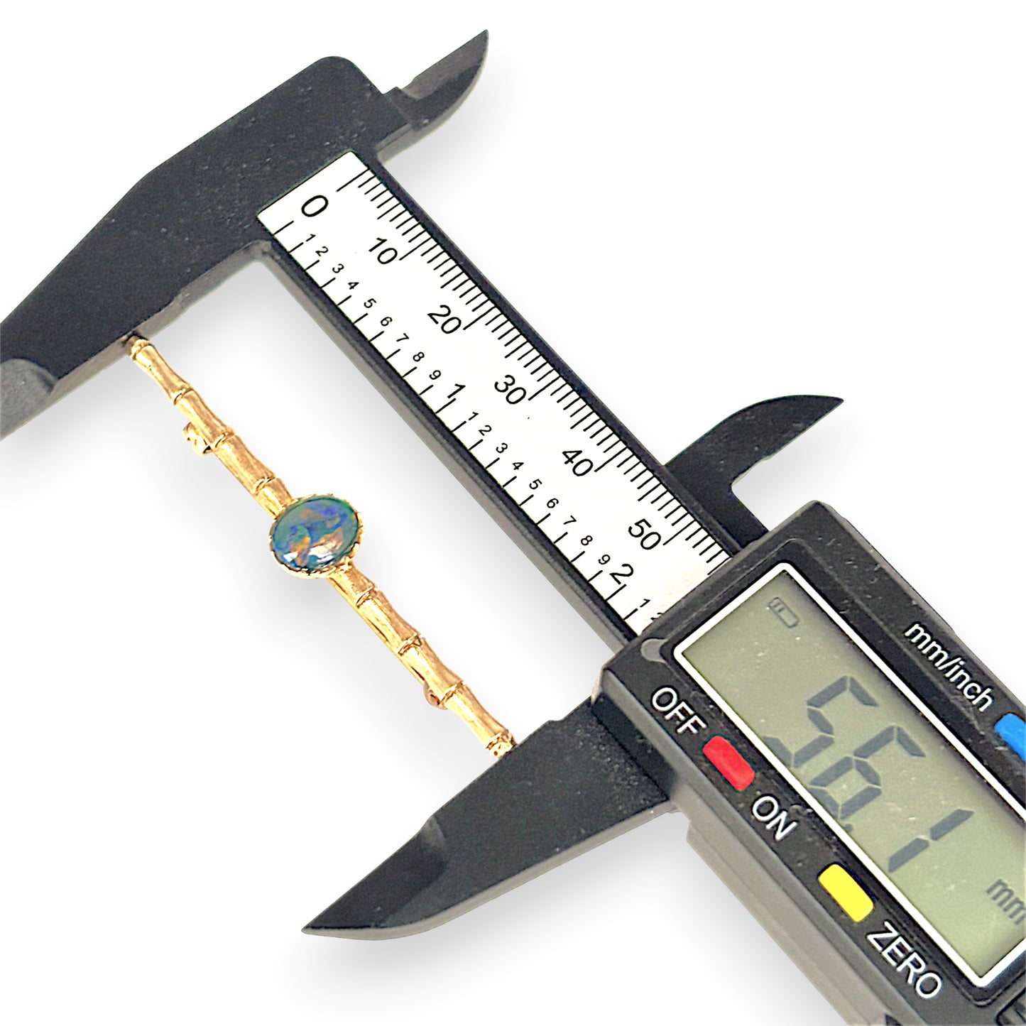 GOLD DEAL | 9kt Gold Vintage Bamboo Twilight-Black Opal Brooch