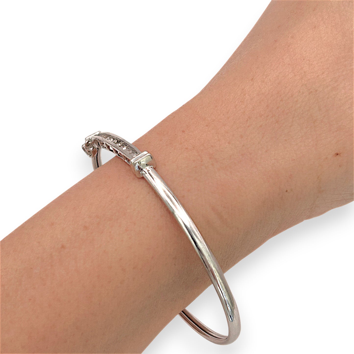 NZGD | 10ct Gold Sweetheart Sparkle Oval Bangle with Natural Diamonds 62.5mm