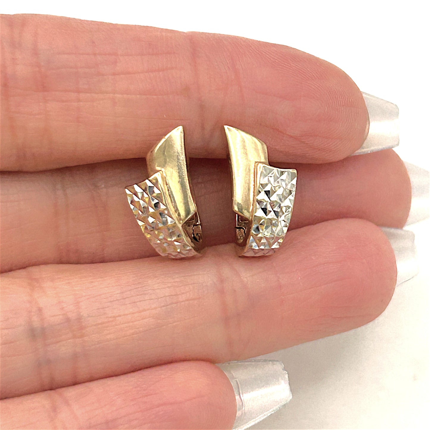 NZGD | 10ct Gold Earrings Michael Hill Dual‑Tone Huggies