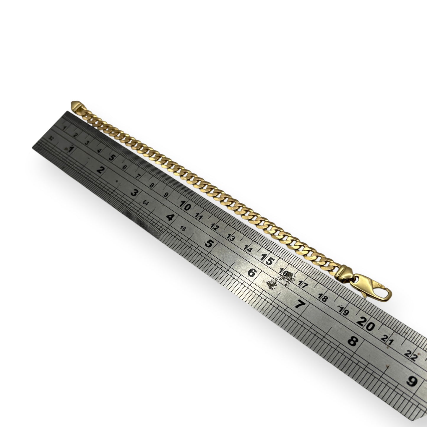 9ct Gold Curb Link Bracelet 20cm long, Valuation $3,200. R # 261