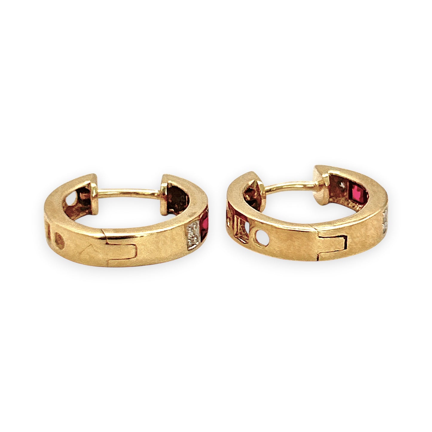 10ct Gold Earrings |NZGD| Michael Hill Ruby‑Diamond Reversible Huggies