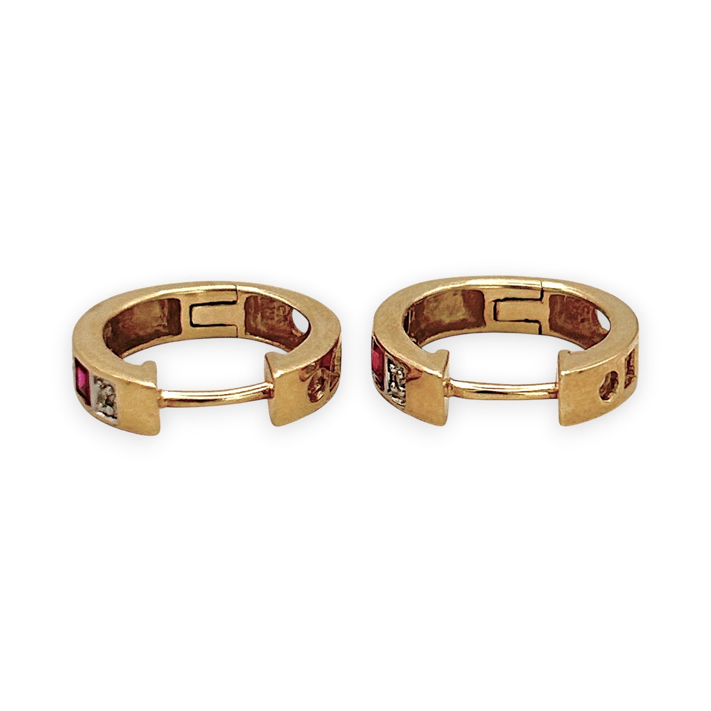 10ct Gold Earrings |NZGD| Michael Hill Ruby‑Diamond Reversible Huggies