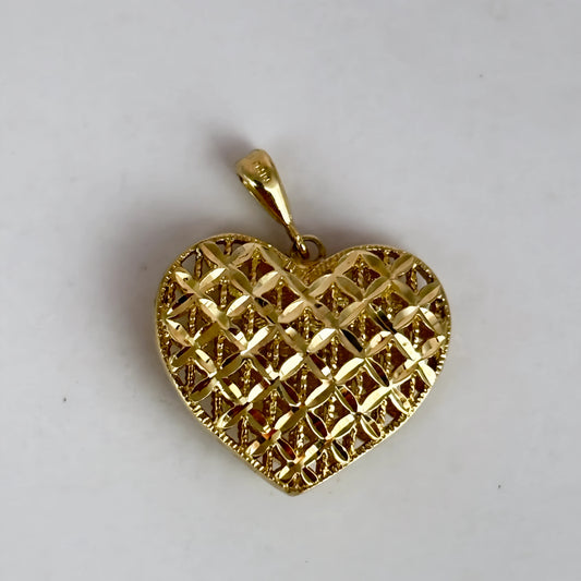 GOLD DEAL | 10ct (10K) Gold Michael HIll Lattice Heart Pendant