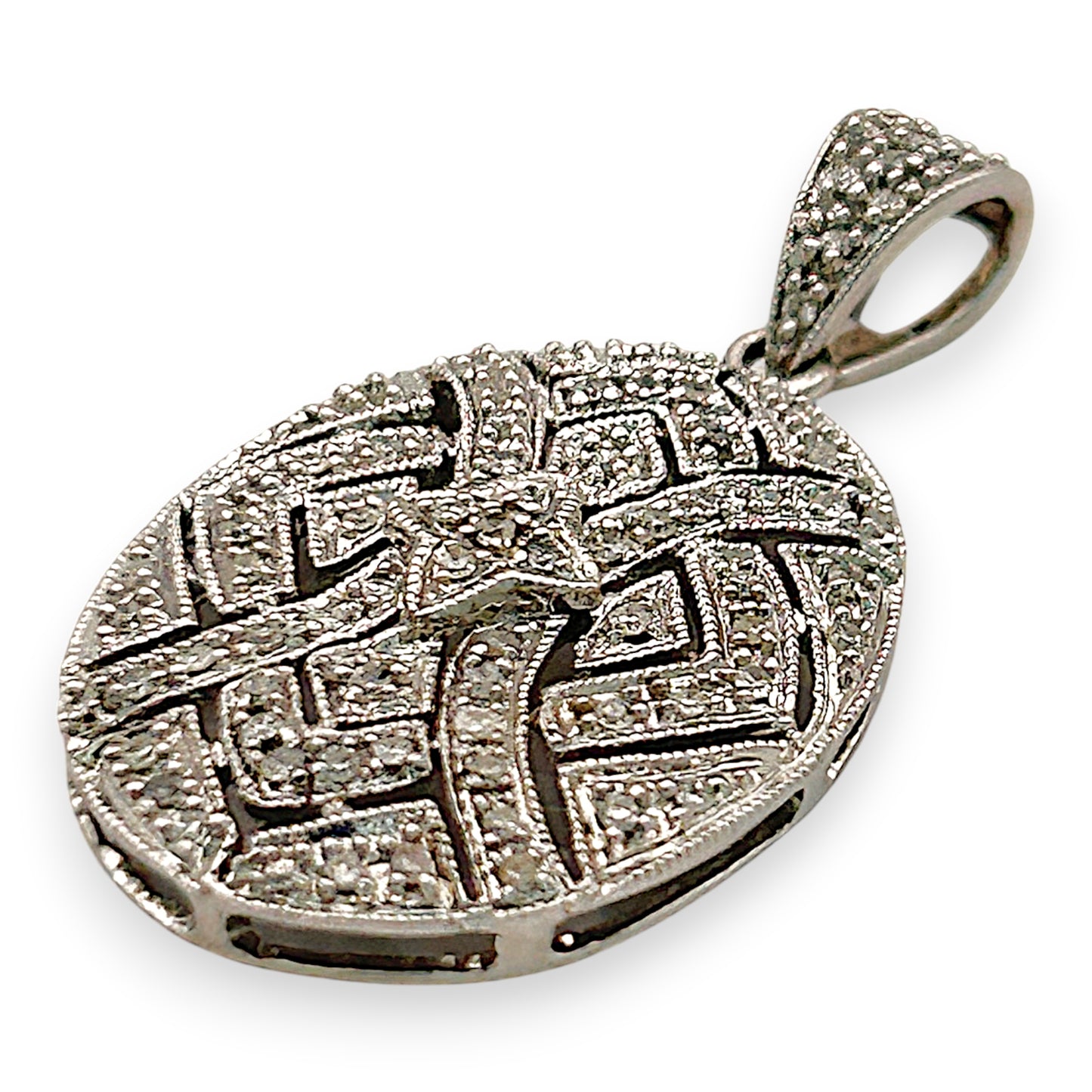 NZGD | 10ct White Gold Pendant - Aurora Veil Diamond Medallion