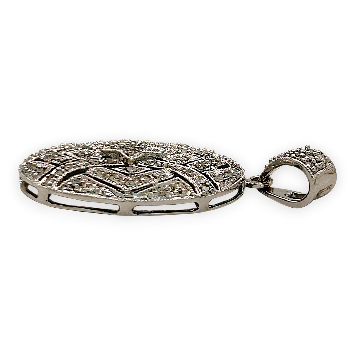 NZGD | 10ct White Gold Pendant - Aurora Veil Diamond Medallion