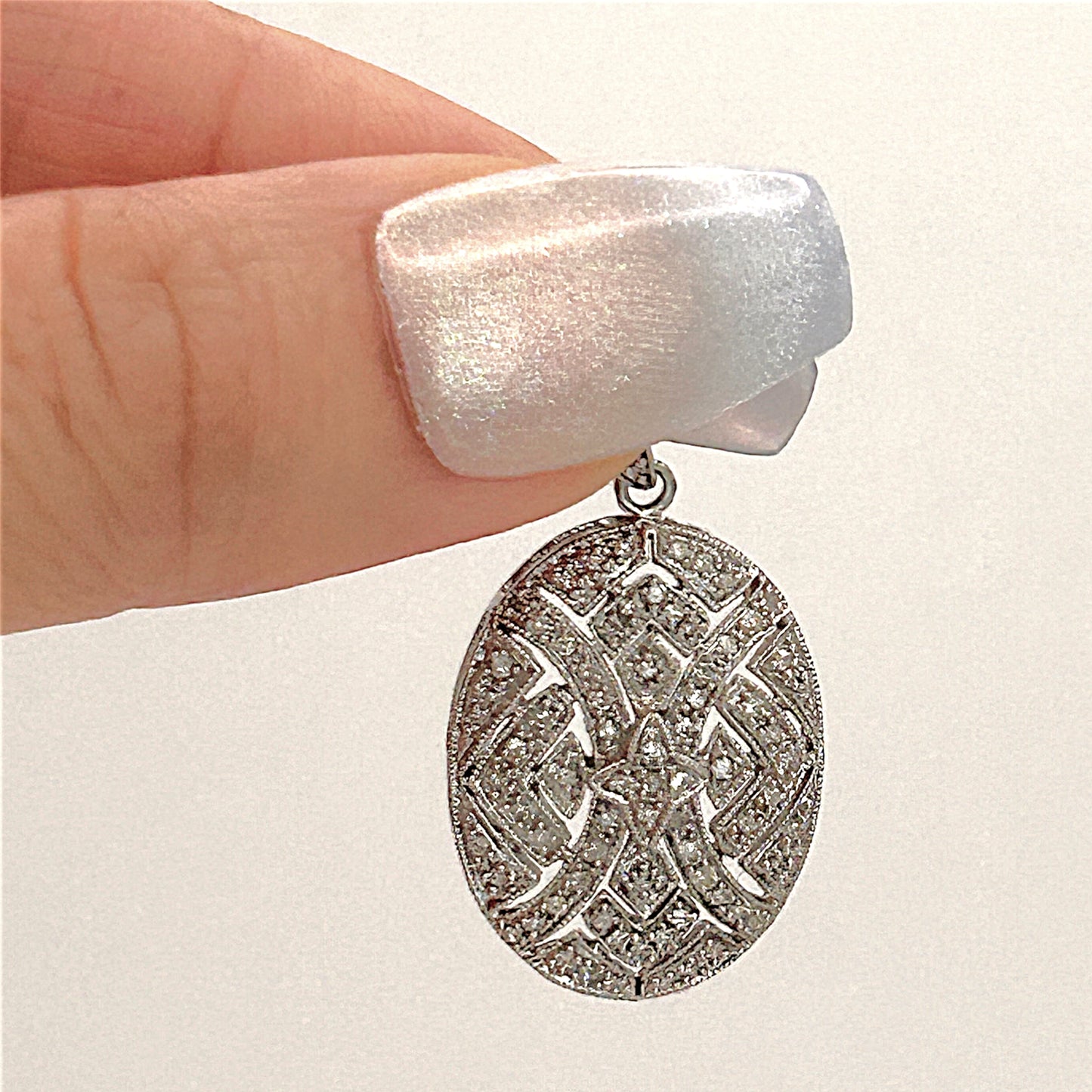 NZGD | 10ct White Gold Pendant - Aurora Veil Diamond Medallion