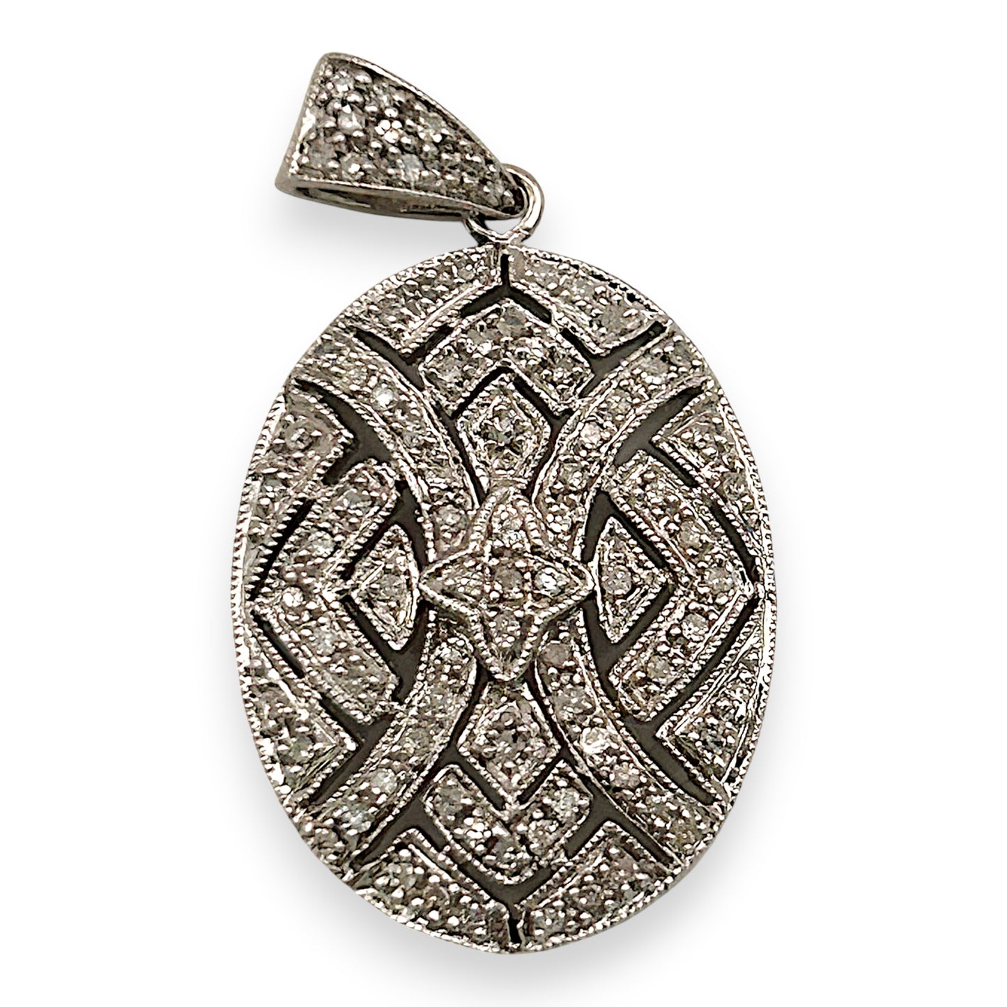 NZGD | 10ct White Gold Pendant - Aurora Veil Diamond Medallion