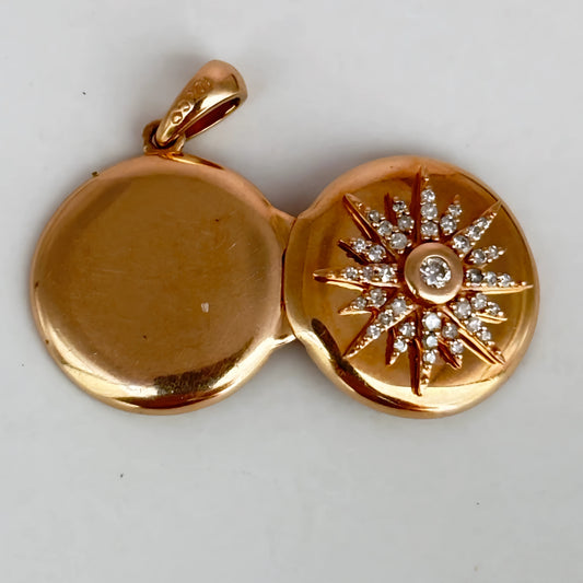 GOLD DEAL | 10ct (10K) Gold Celestial Glow Diamond‑Star Locket Pendant
