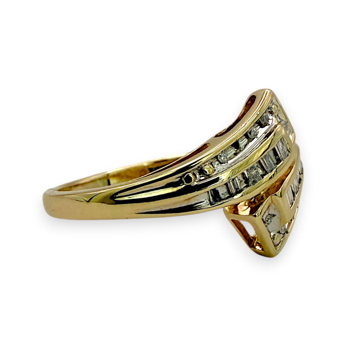 NZGD | 9ct Gold Diamond Double‑Row Crossover Ring Size O