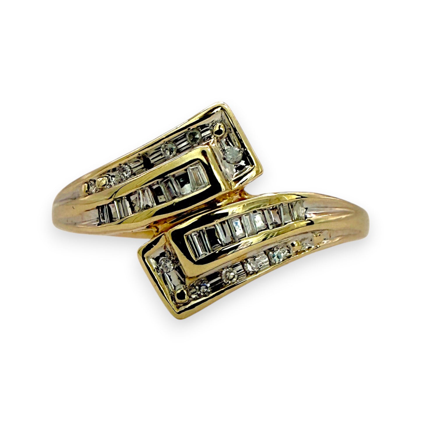 NZGD | 9ct Gold Diamond Double‑Row Crossover Ring Size O
