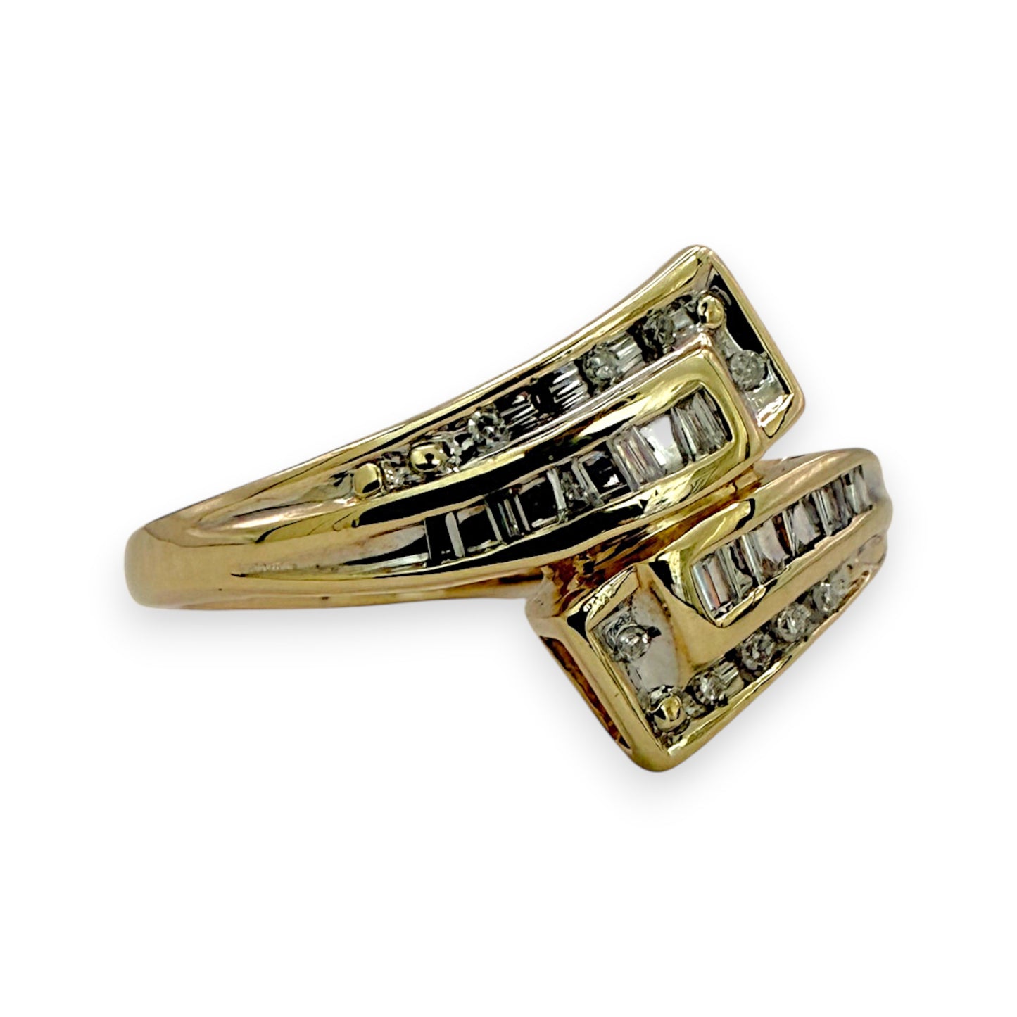 NZGD | 9ct Gold Diamond Double‑Row Crossover Ring Size O