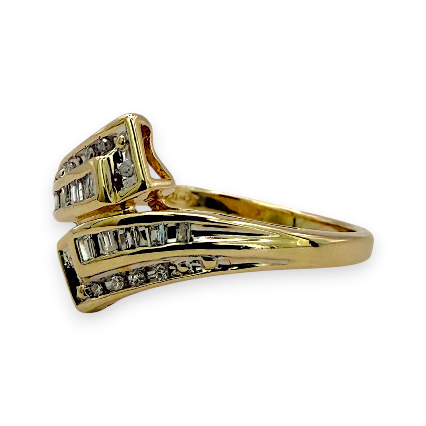 NZGD | 9ct Gold Diamond Double‑Row Crossover Ring Size O