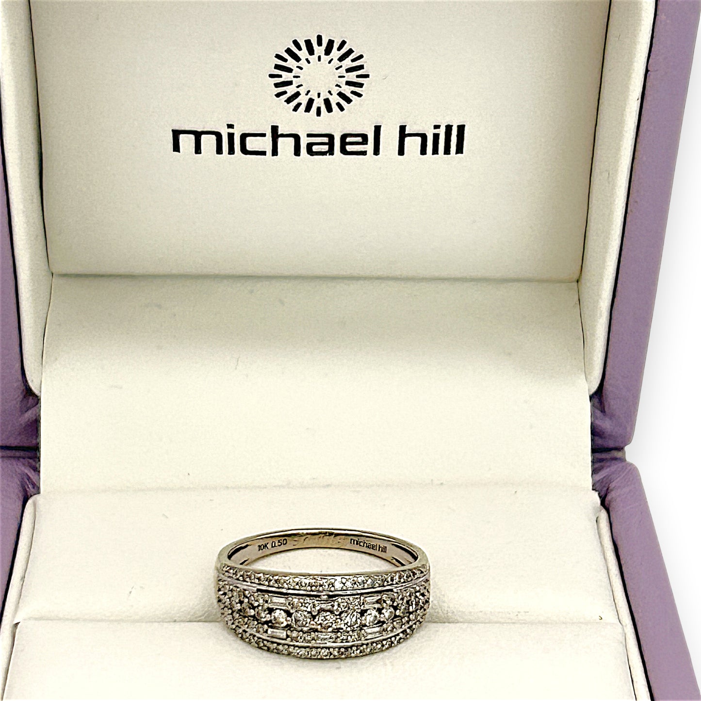 NZGD | 10ct W/Gold Michael Hill Ring Valuation $2,300-Celestial Rows Diamond Band