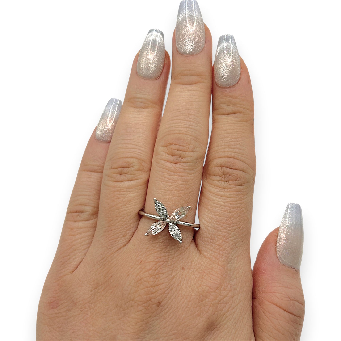 NZGD | 10ct Whtie Gold MICHAEL HILL Whispering Petal Diamond Ring Size O