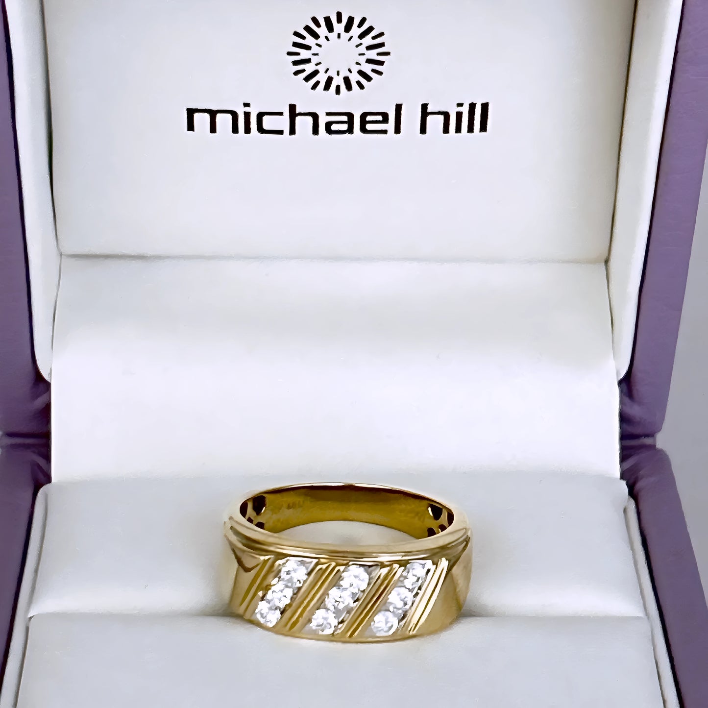 GOLD DEAL | 10kt Gold Refurbished Michael Hill Diamond Groove Ring Size S