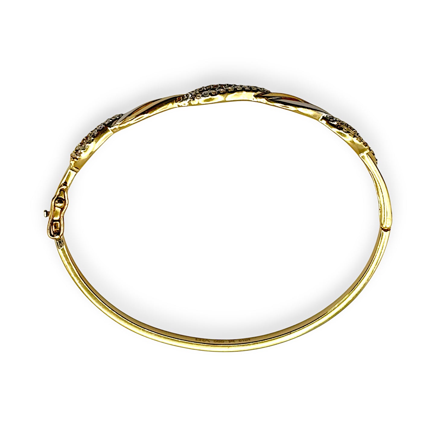 14ct Gold Diamond Set Hinged Bangle, Valuation $4,000. R # 266