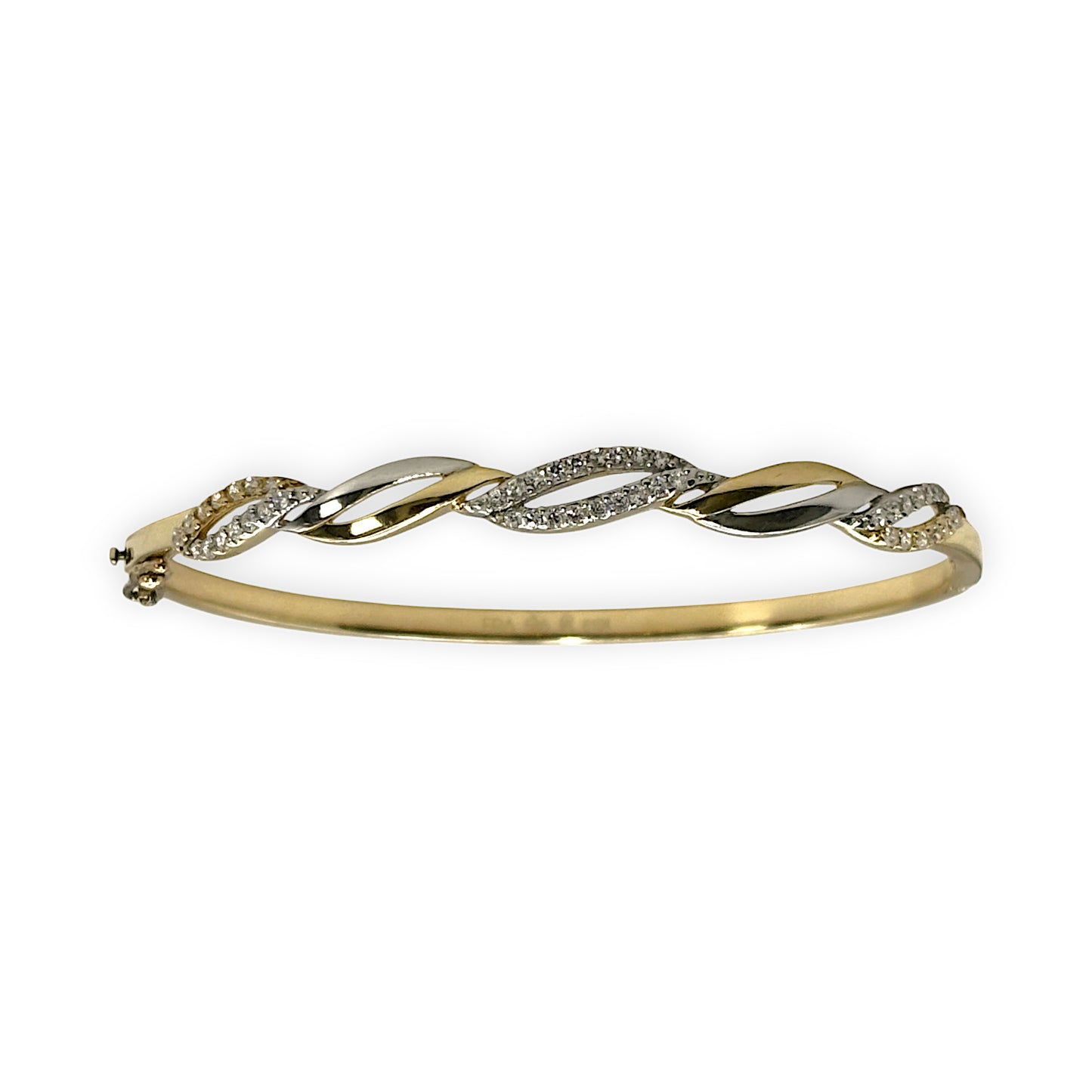 14ct Gold Diamond Set Hinged Bangle, Valuation $4,000. R # 266