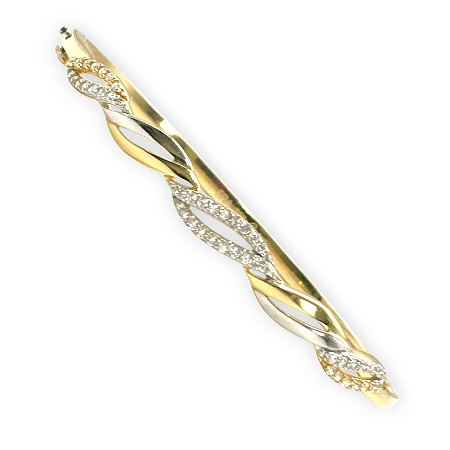 14ct Gold Diamond Set Hinged Bangle, Valuation $4,000. R # 266