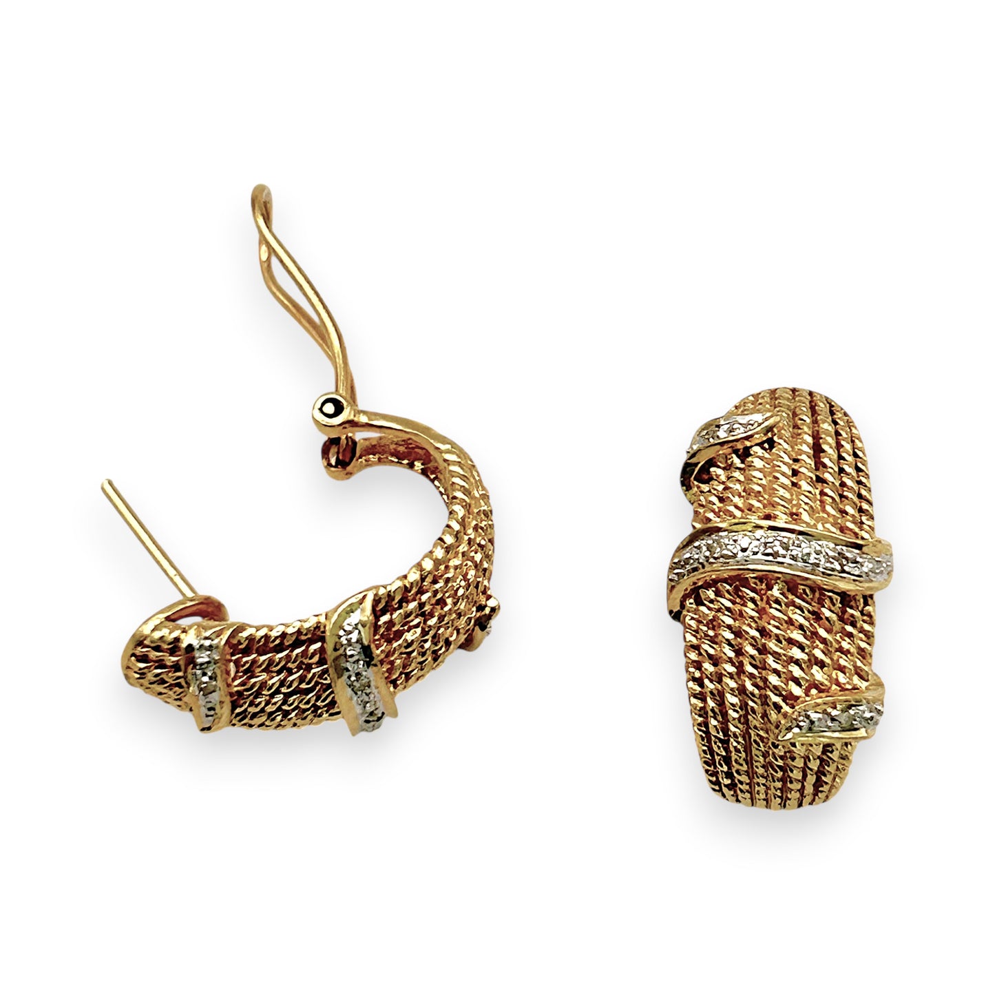 NZGD | 14ct Gold Opulent Weave & Diamond Hoops 21.5mm