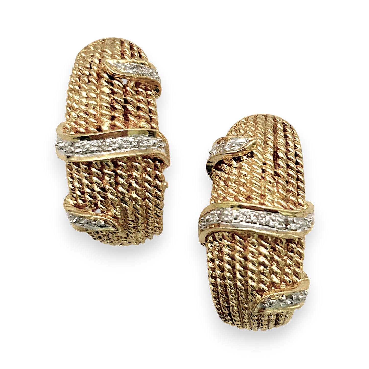 NZGD | 14ct Gold Opulent Weave & Diamond Hoops 21.5mm