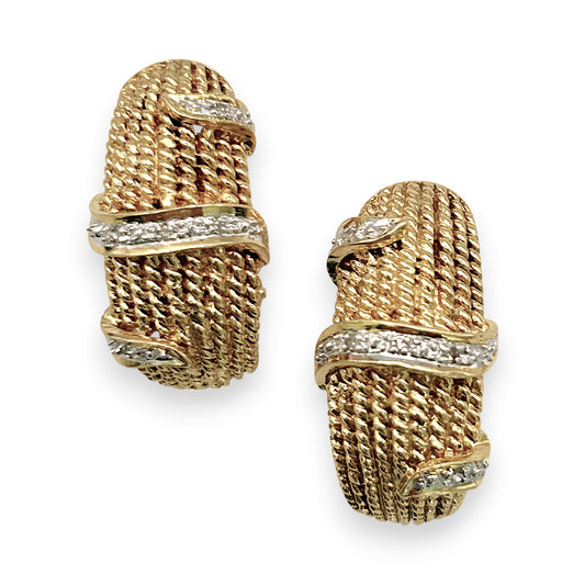 NZGD | 14ct Gold Opulent Weave & Diamond Hoops 21.5mm