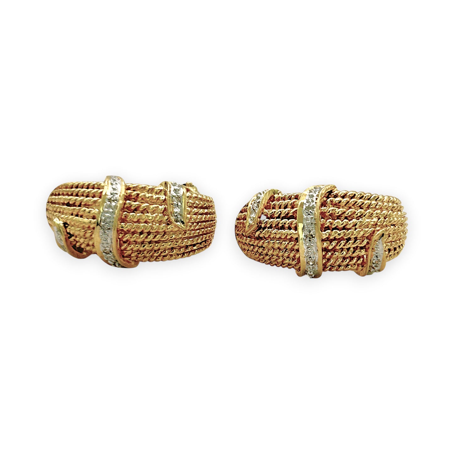 NZGD | 14ct Gold Opulent Weave & Diamond Hoops 21.5mm