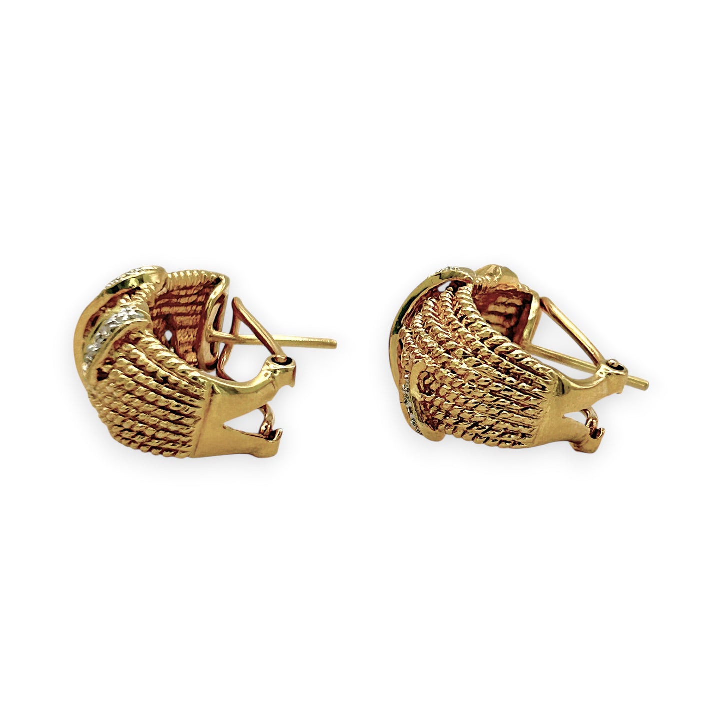 NZGD | 14ct Gold Opulent Weave & Diamond Hoops 21.5mm