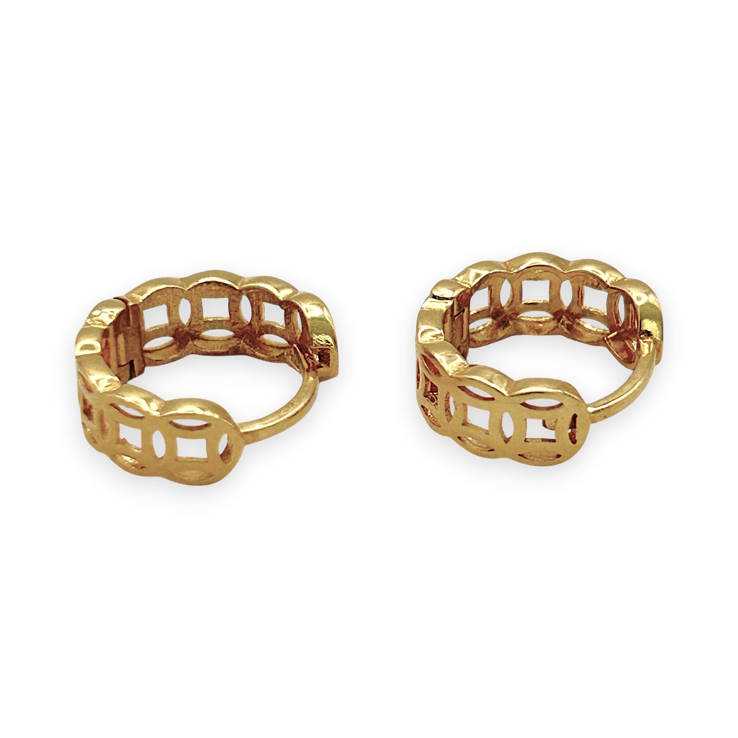 NZGD | 18ct Gold Golen  Mosaic Huggie Earrings 12.3mm
